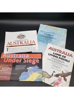 National Geographic Australia Map Lot 1963 1979 Living Fossils 1988 2000